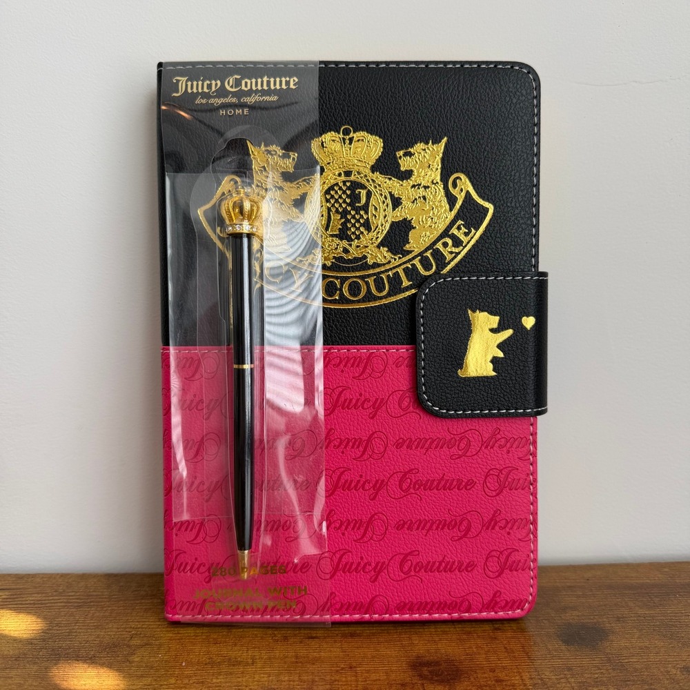 New Juicy Couture Notebook Journal Pink Black Scottie Terrier Pen Stationery